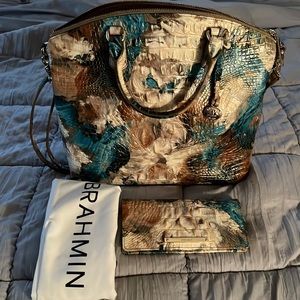 Authentic Brahmin Large Duxbury  and matching Addy Wallet EUC. Carried 2 times